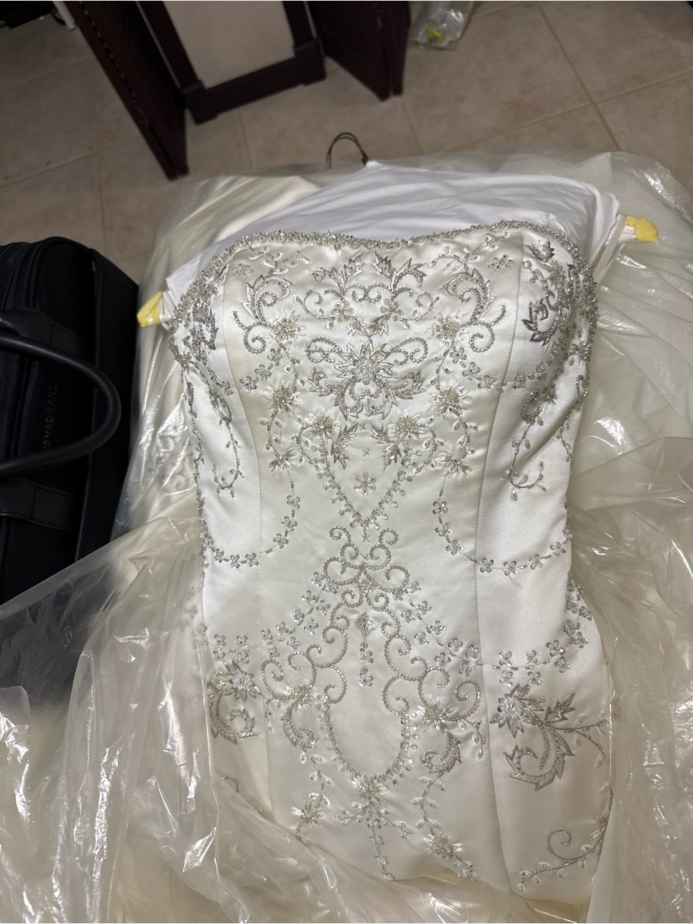 Embellished Strapless Beaded Ivory Wedding Dress